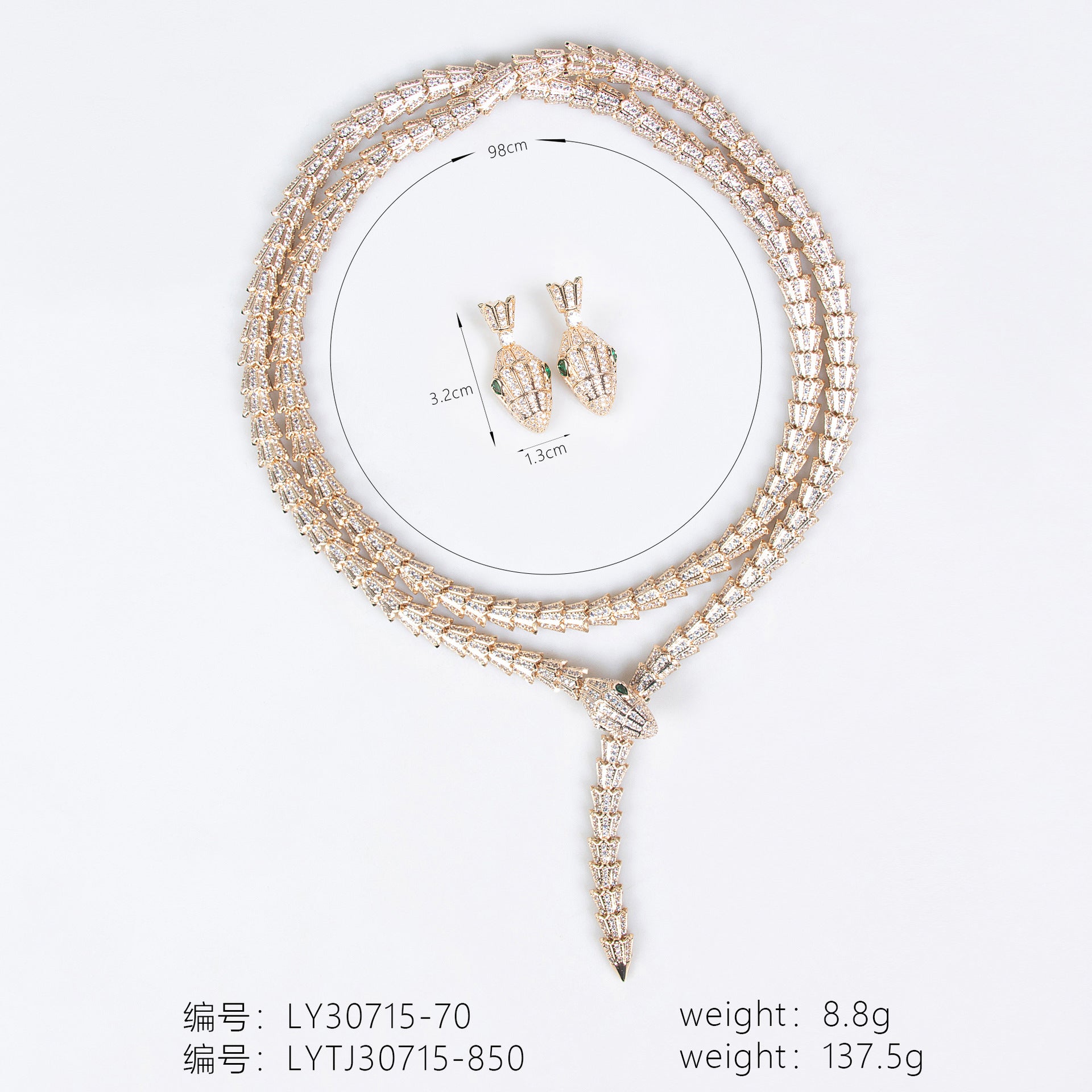 French Style Light Luxury Snake-Shaped Zircon Necklace Niche Simple Design Sense Collarbone Chain Fashion High-End Jewelry for Women