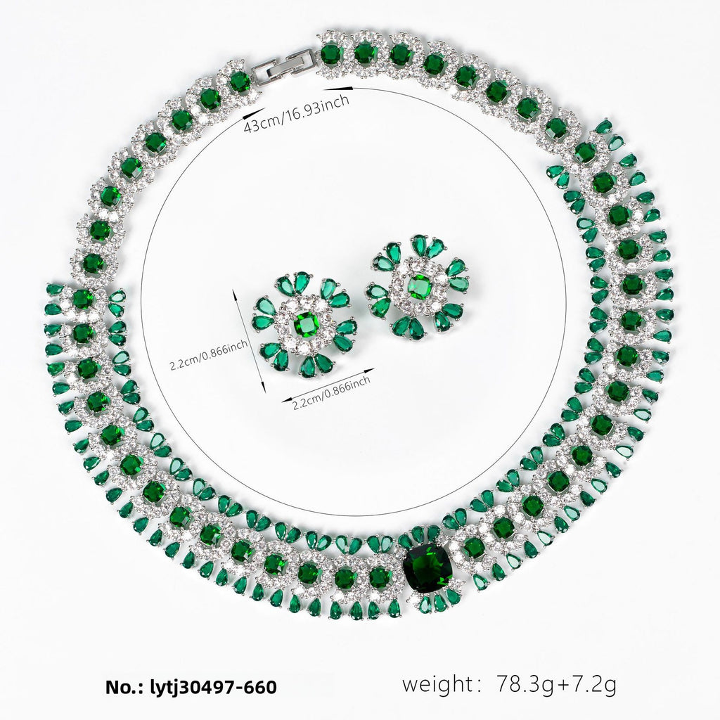 Cross-Border Light Luxury Copper Inlaid Colorful Flower Petal Necklace for Women, Niche Ins Super Shiny Floral Pendant Collarbone Chain