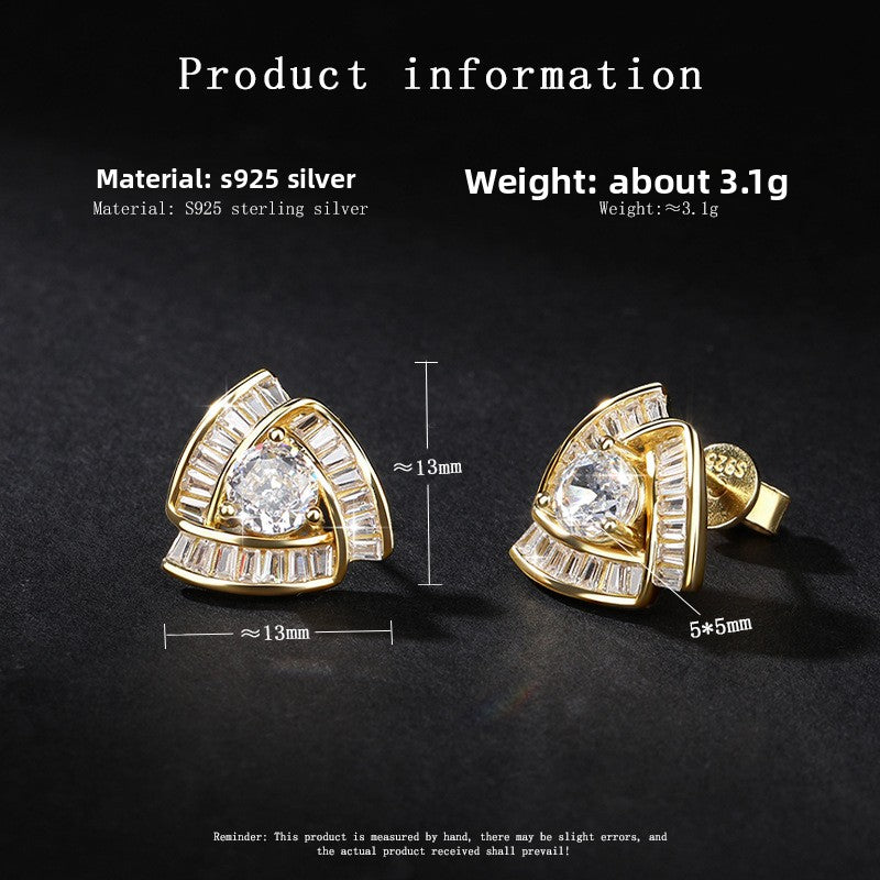 Cross-Border Fashion Elegant Light Luxury Full Diamond Exquisite Element Wind Ice Flower Cut Zircon Earrings Necklace Jewelry Set