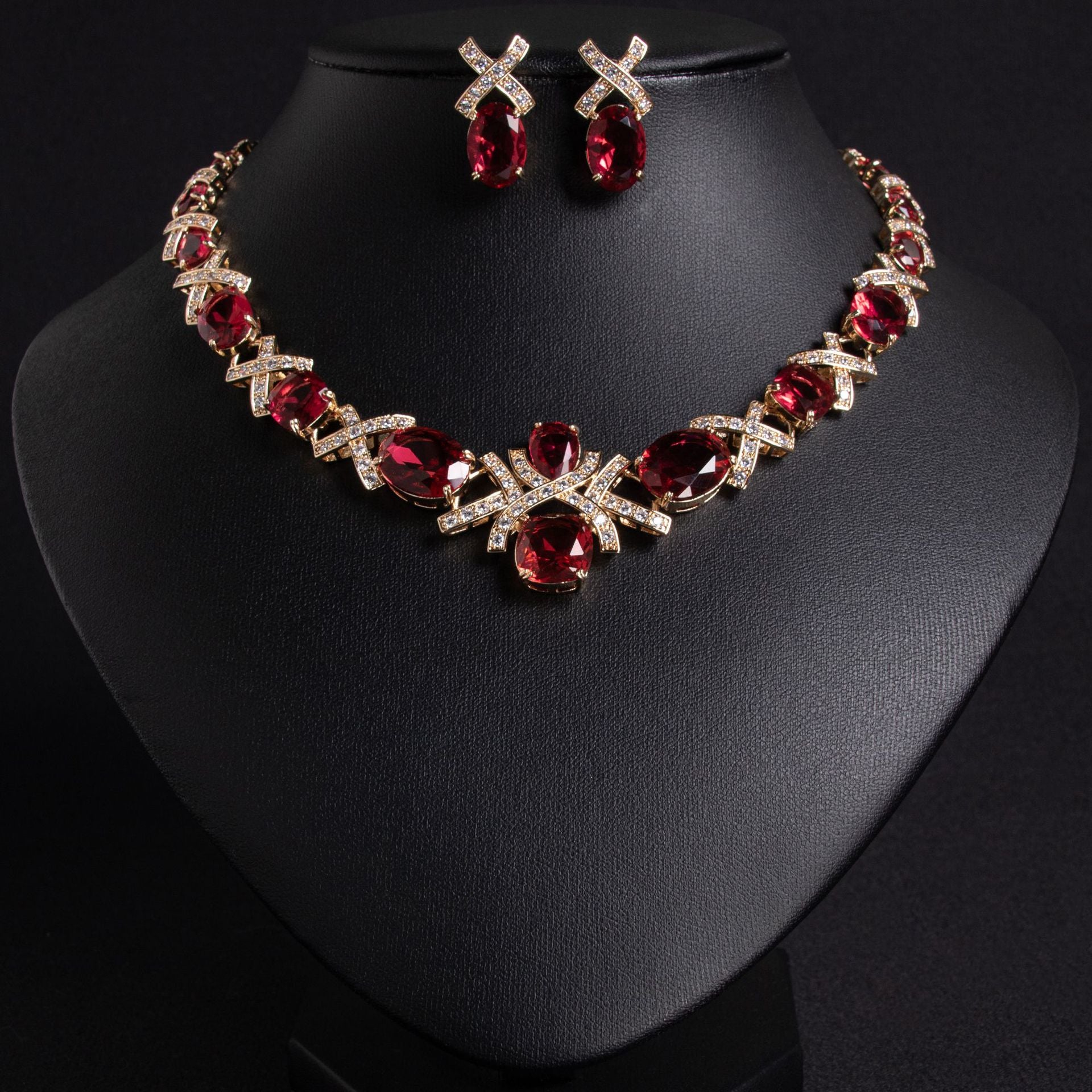 Cross-Border Jewelry Set Accessories High-End Necklace Zircon Set Luxurious Banquet Costume Necklace Set Accessories for Women