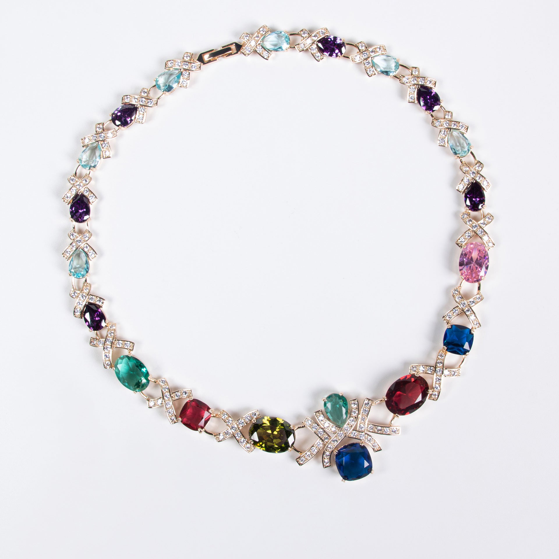 Cross-Border Jewelry Set Accessories High-End Necklace Zircon Set Luxurious Banquet Costume Necklace Set Accessories for Women