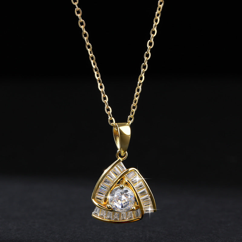 Cross-Border Fashion Elegant Light Luxury Full Diamond Exquisite Element Wind Ice Flower Cut Zircon Earrings Necklace Jewelry Set