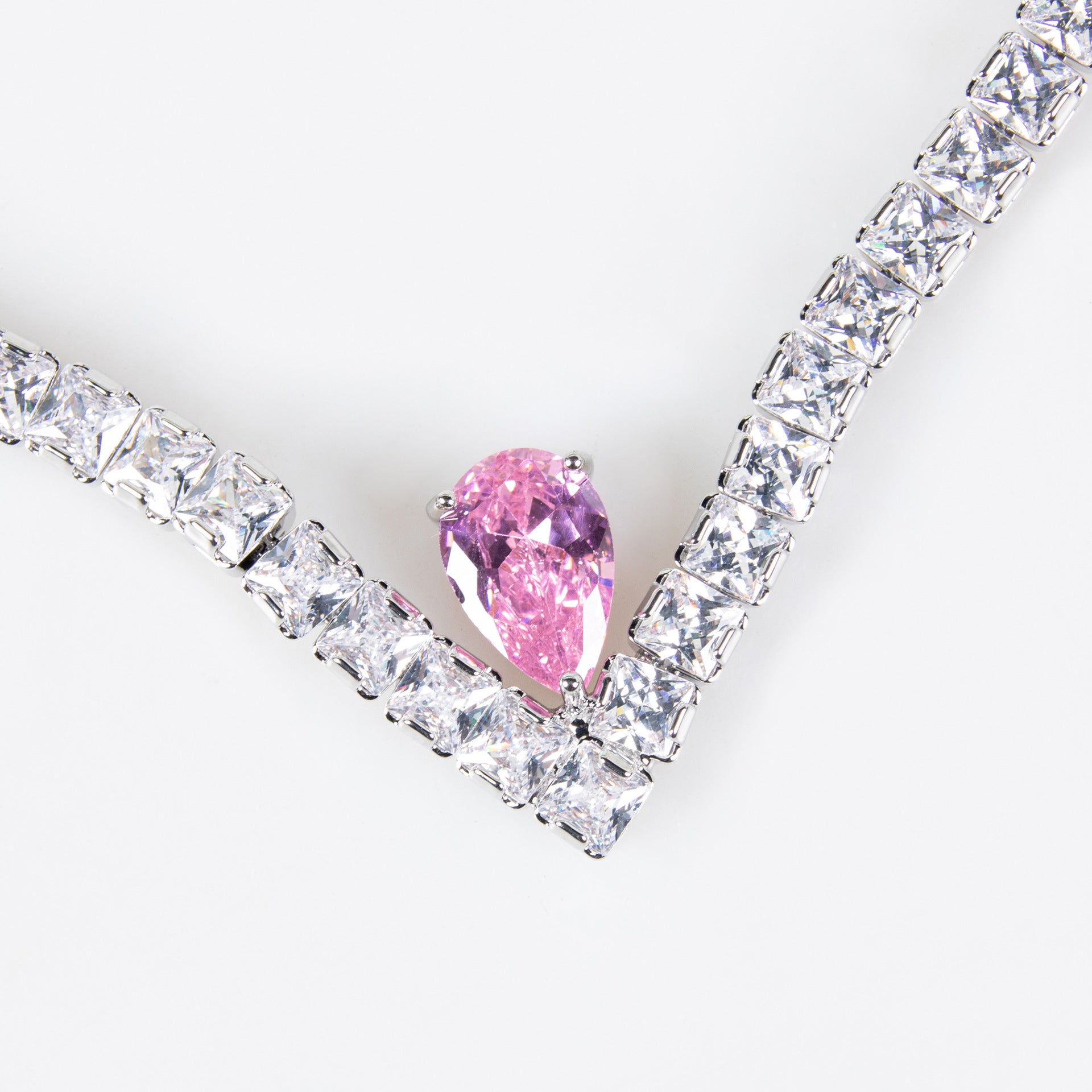 Elegant Simple Versatile Bridal Wedding Zircon Necklace Earring Set Wedding Dress Banquet Annual Meeting Ins Jewelry