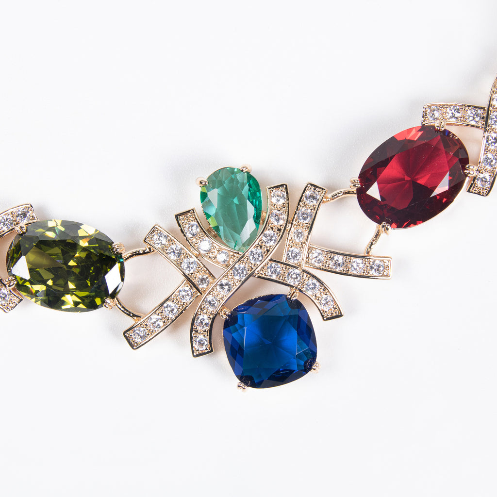 Cross-Border Jewelry Set Accessories High-End Necklace Zircon Set Luxurious Banquet Costume Necklace Set Accessories for Women