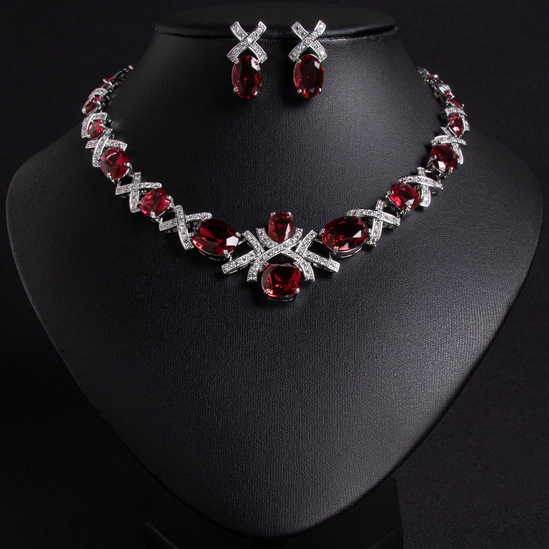 Cross-Border Jewelry Set Accessories High-End Necklace Zircon Set Luxurious Banquet Costume Necklace Set Accessories for Women