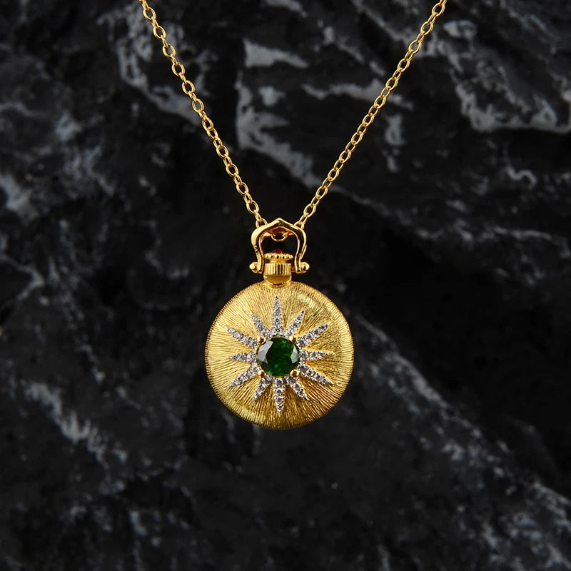 Classic Vintage Craft Fashion Trend 925 Gold Plated Gemstone Unisex Personalized Necklace