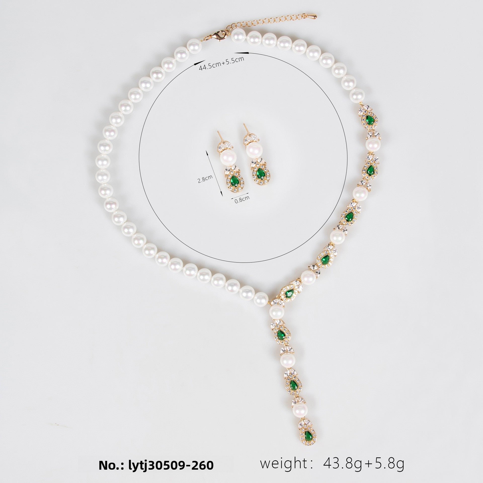 Cross-Border European and American Luxury Pearl Necklace Earrings Set Full Diamond AAA Zircon Banquet Exquisite Accessories Bridal Jewelry