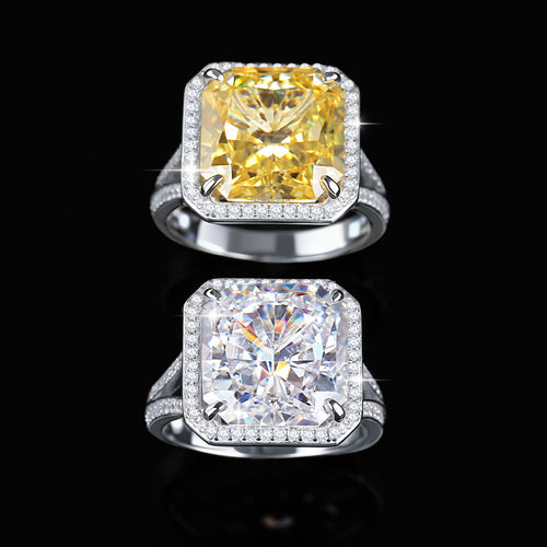 16*16mm Ice Flower Cut Zircon Ring for Women Simple Luxury Large Gemstone S925 Sterling Silver Ring Wholesale