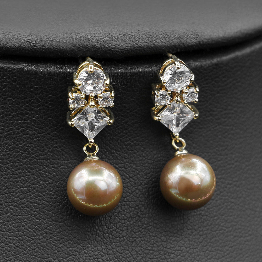 European and American Fashion Versatile Wedding Jewelry Pearl Necklace Earring Set Elegant Women's Collarbone Chain Tassel Earrings