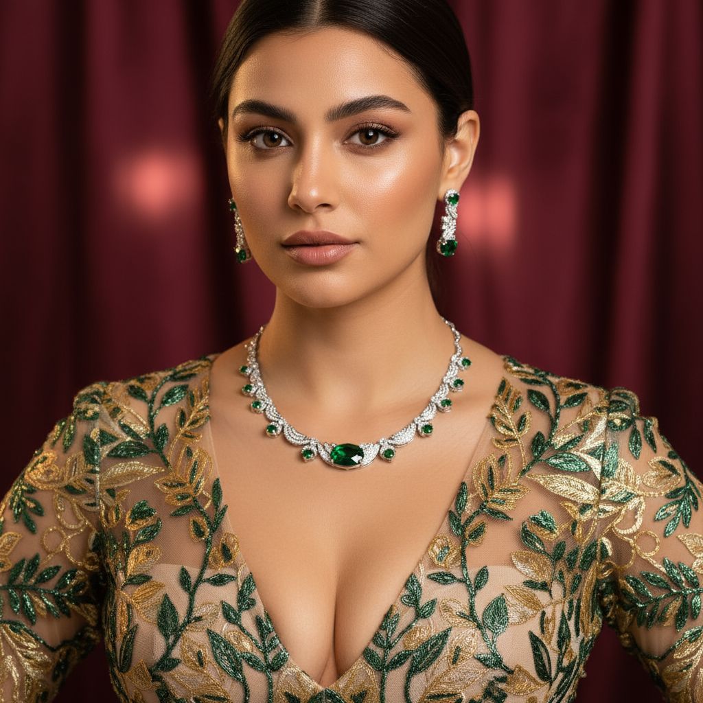 European and American Cross-Border New Zircon Necklace Jewelry for Women High-End Versatile Simple Zircon Necklace and Earring Set