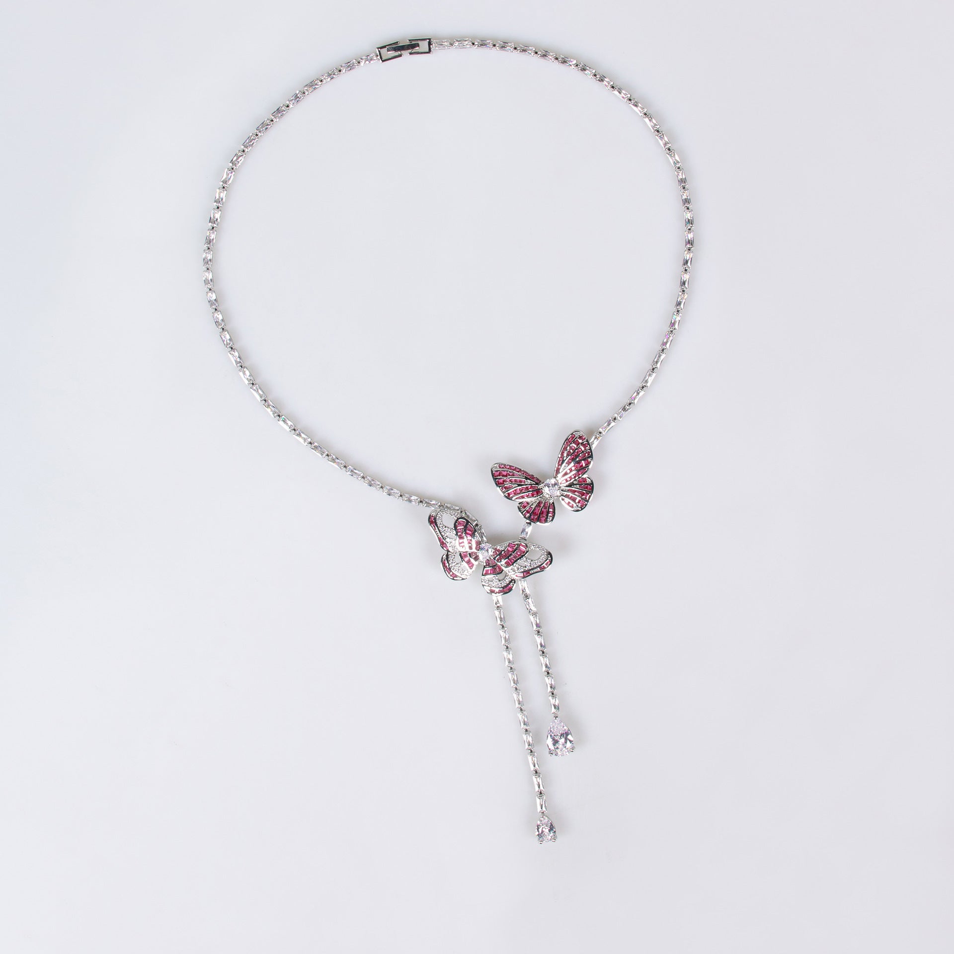 Cross-Border New Little Red Book Super Fairy Butterfly Tassel Necklace Light Luxury Butterfly Fairy Long Earrings Set Wholesale