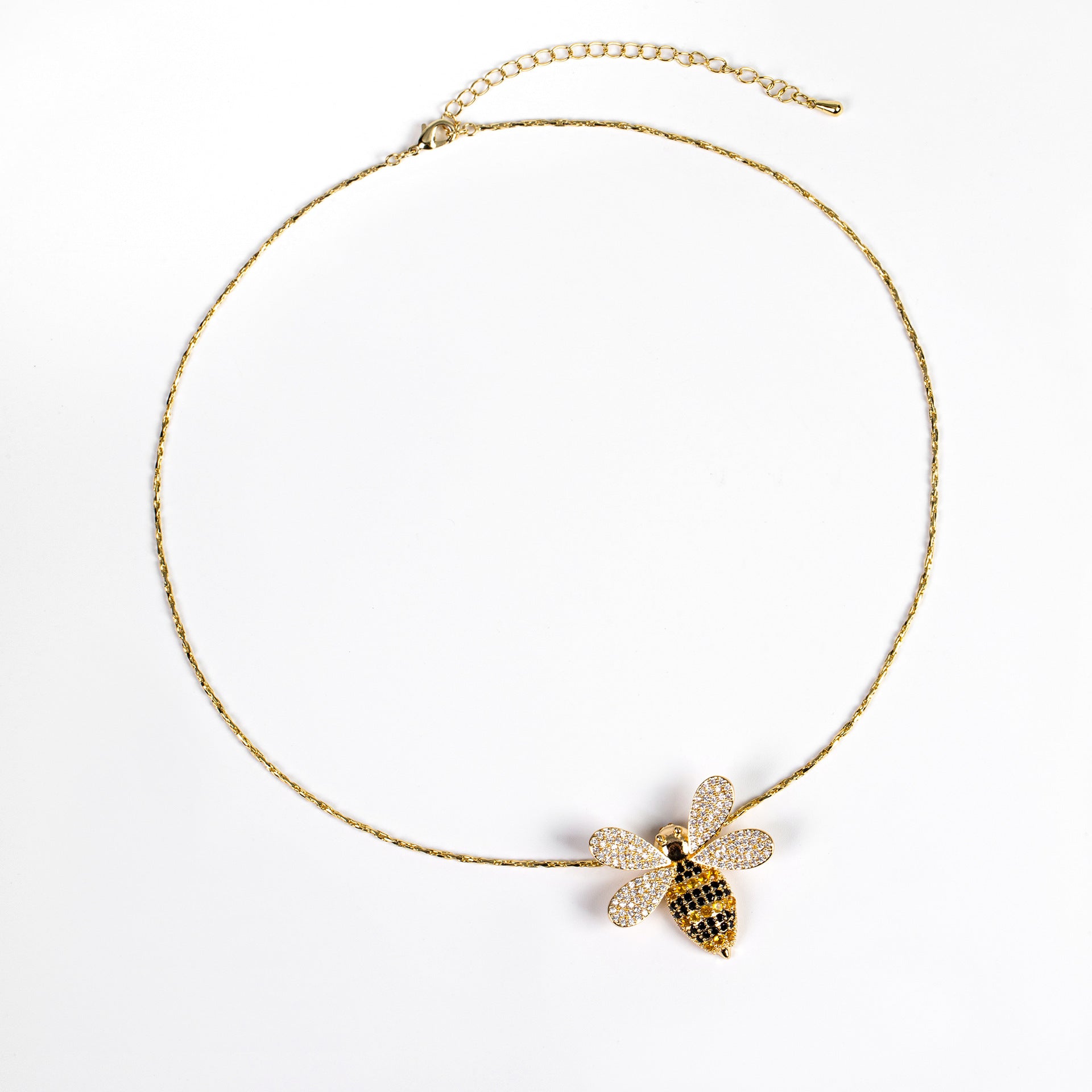 Internet Celebrity Hot-Selling Bee Zircon Ring Earrings Necklace Diamond-Studded Bee Pendant Exquisite Personality Sweet Set