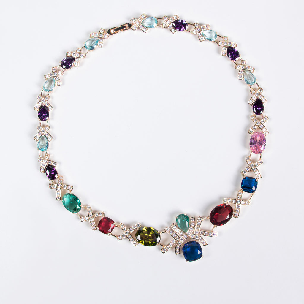 Cross-Border Jewelry Set Accessories High-End Necklace Zircon Set Luxurious Banquet Costume Necklace Set Accessories for Women