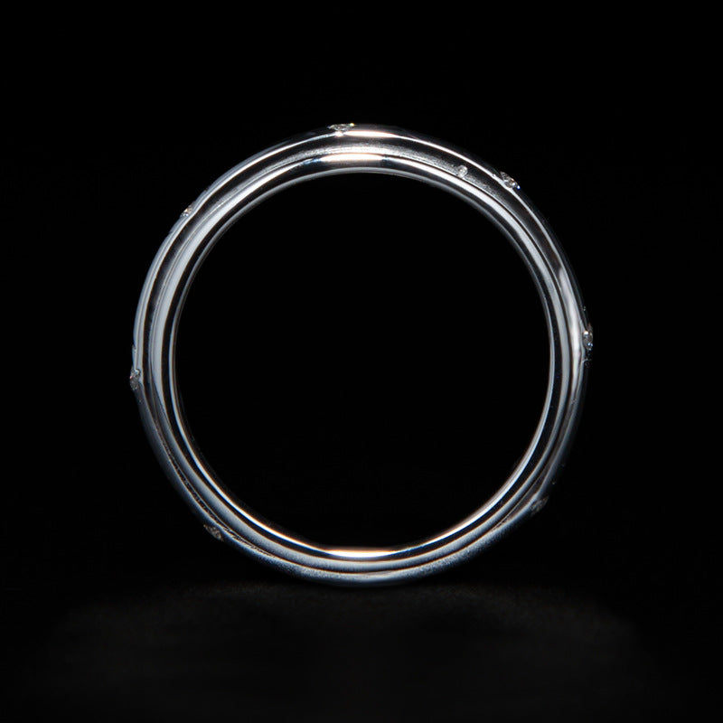 Moissanite Men's Ring S925 Sterling Silver Inlaid Diamond Men's Ring 18K White Gold Plated Fashionable Elegant Men's Diamond Ring