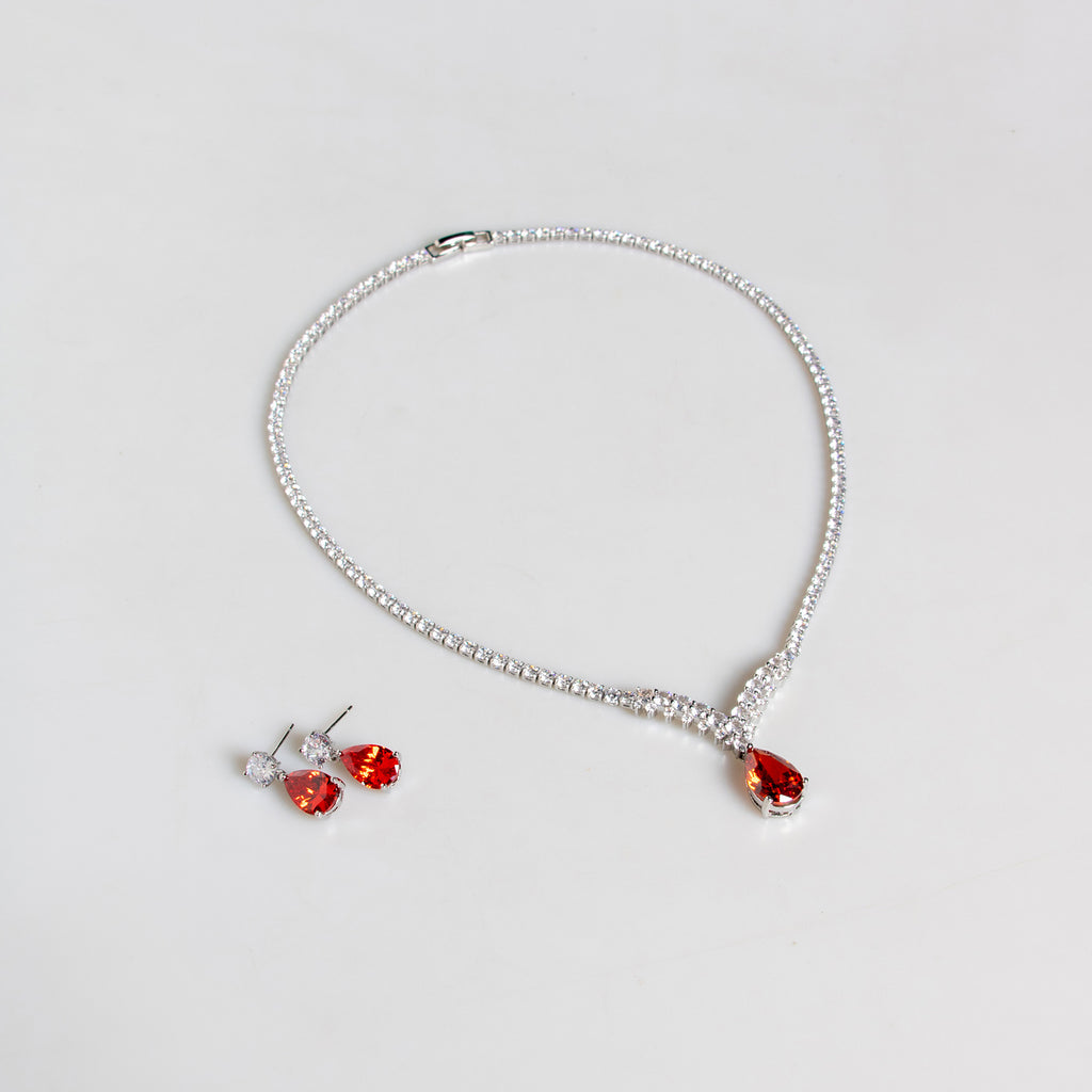 Korean Version Cross-Border Zircon Bridal Necklace Women's Versatile Earring Set Two-Piece Accessories High-Quality Elegant