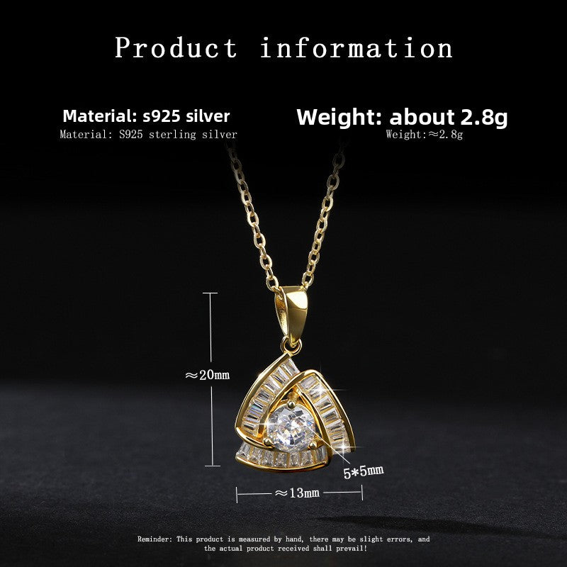 Cross-Border Fashion Elegant Light Luxury Full Diamond Exquisite Element Wind Ice Flower Cut Zircon Earrings Necklace Jewelry Set