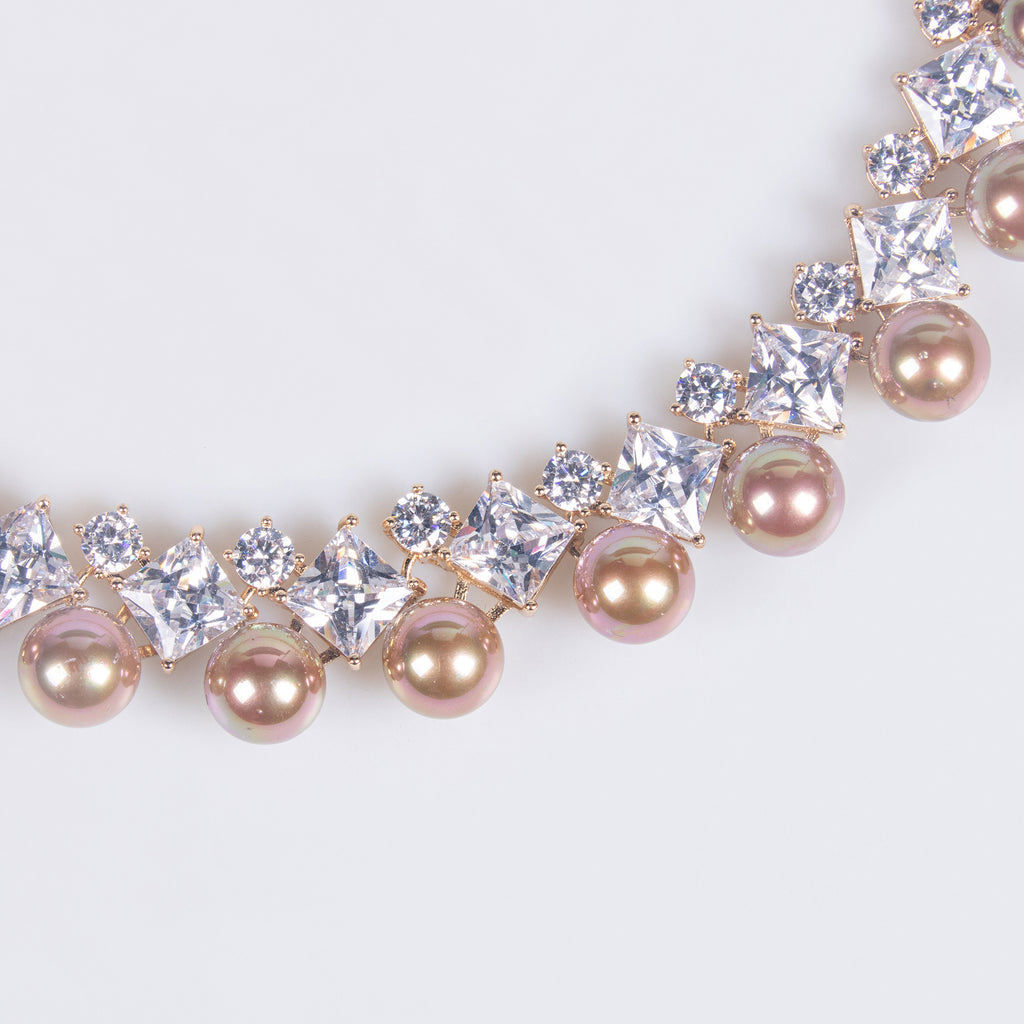 European and American Fashion Versatile Wedding Jewelry Pearl Necklace Earring Set Elegant Women's Collarbone Chain Tassel Earrings