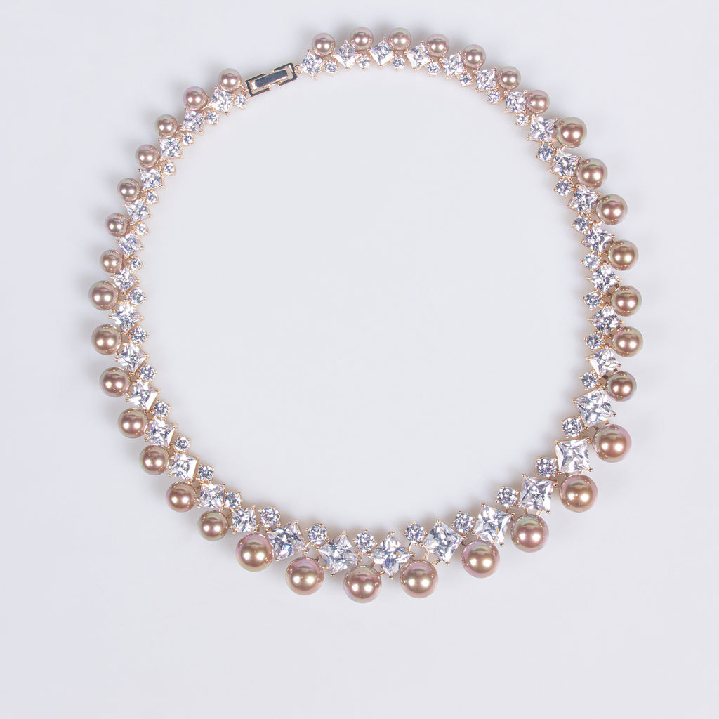 European and American Fashion Versatile Wedding Jewelry Pearl Necklace Earring Set Elegant Women's Collarbone Chain Tassel Earrings