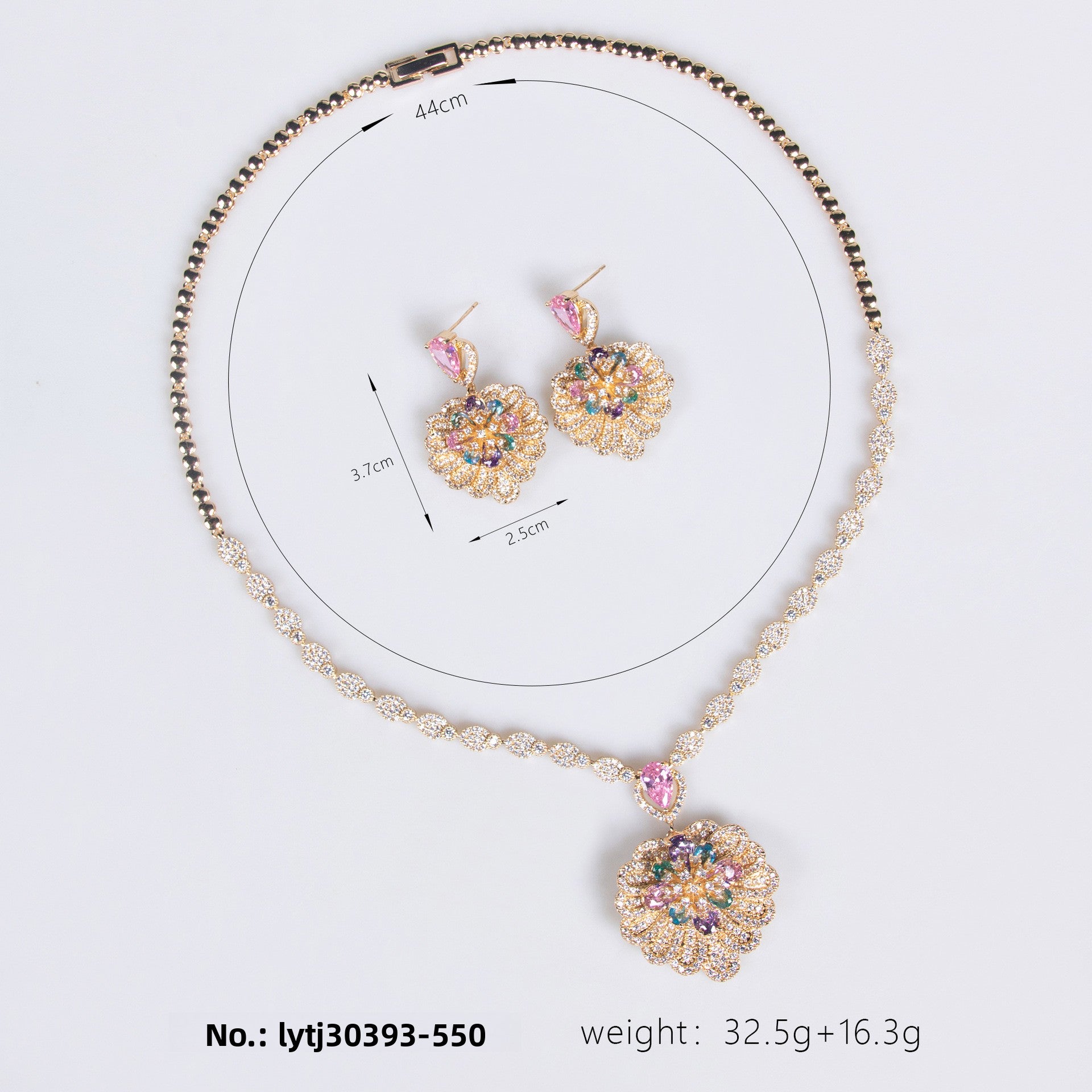 Zircon Flower Wedding Necklace Set Personality Versatile Summer New Bride Accessories Evening Fashion Set Two Pieces