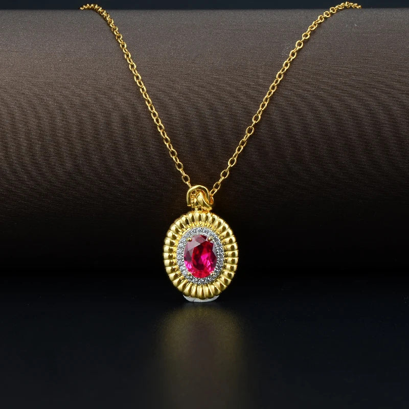 Cross-Border Hot Sale 925 Sterling Silver Necklace High-End Women's Necklace Accessories Female Ruby Pendant Necklace In Stock