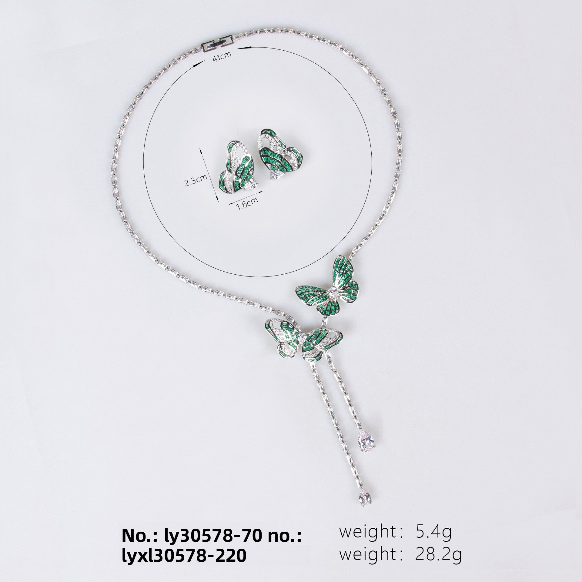 Cross-Border New Little Red Book Super Fairy Butterfly Tassel Necklace Light Luxury Butterfly Fairy Long Earrings Set Wholesale