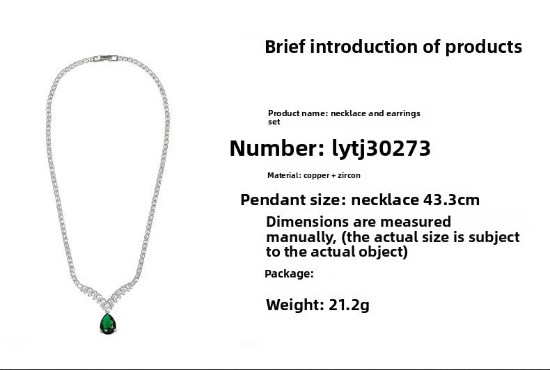 Korean Version Cross-Border Zircon Bridal Necklace Women's Versatile Earring Set Two-Piece Accessories High-Quality Elegant