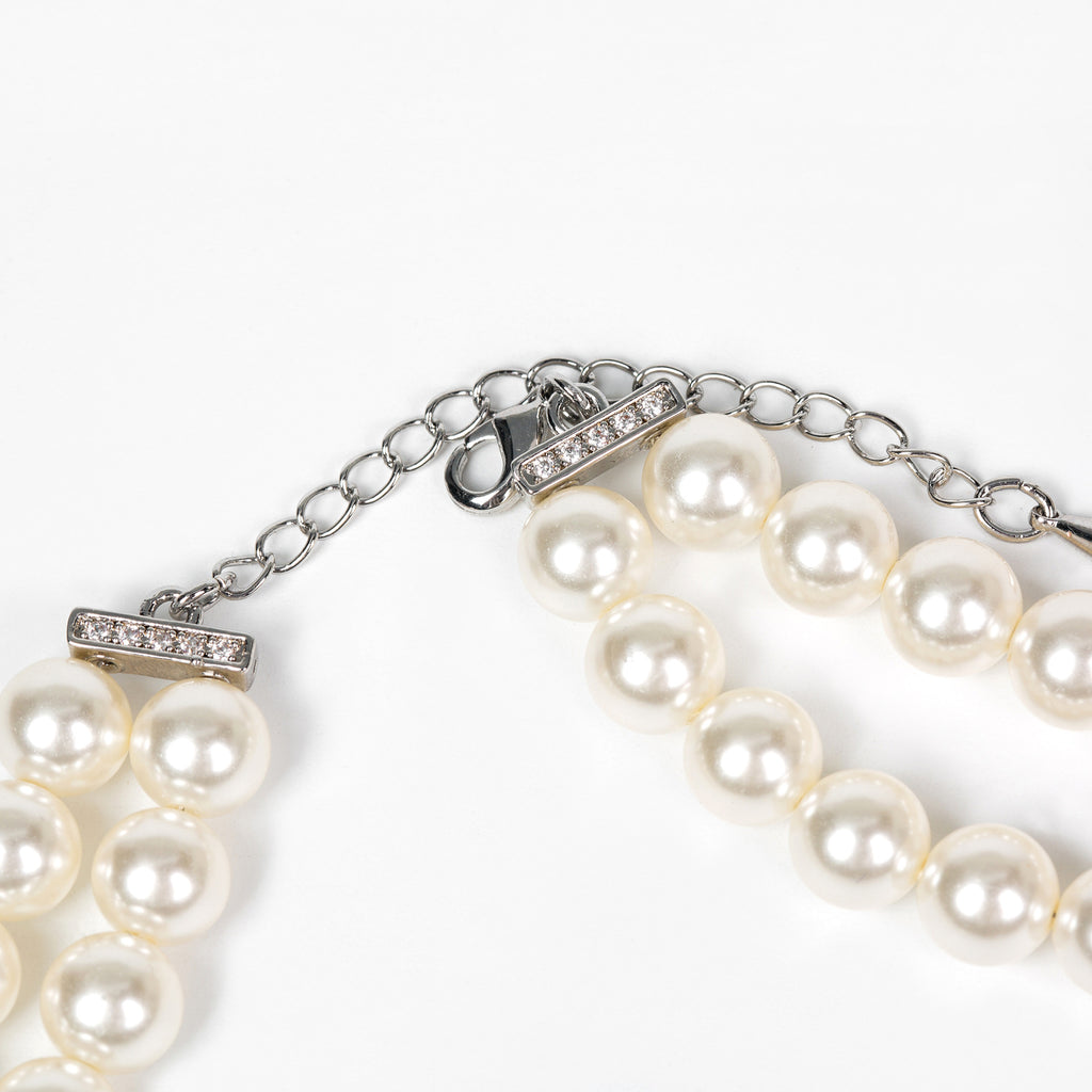 Pearl Inlaid Diamond Bow Necklace Earrings Fashion Light Luxury Design Sense Niche Collarbone Chain New Style Personality Jewelry for Women