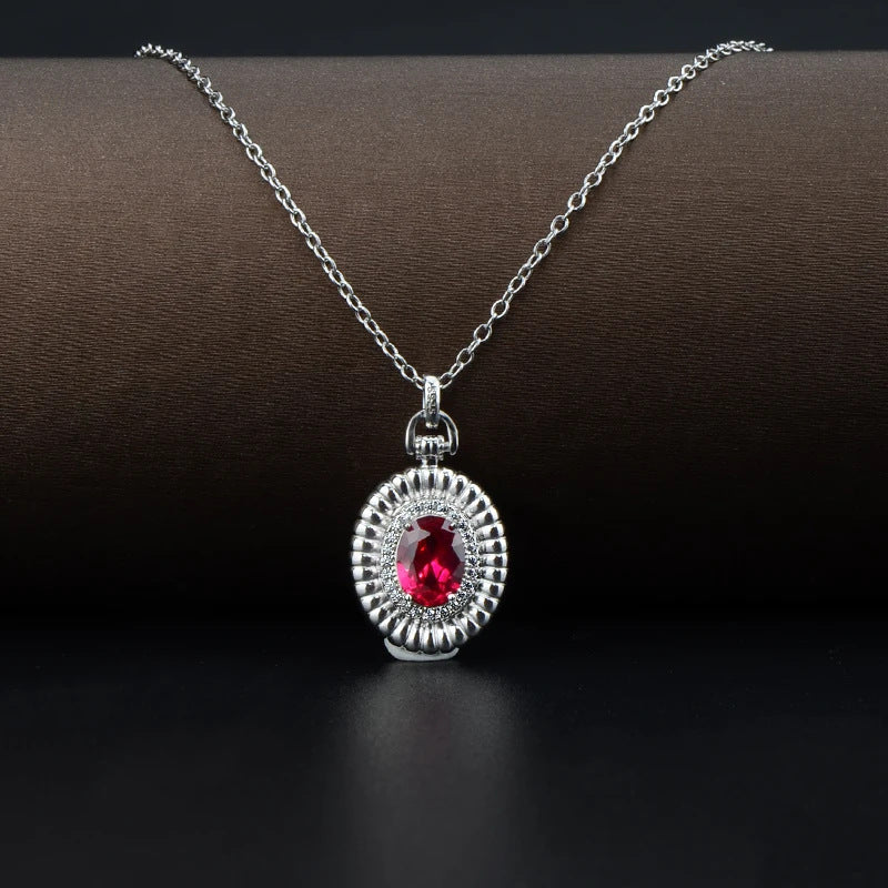 Cross-Border Hot Sale 925 Sterling Silver Necklace High-End Women's Necklace Accessories Female Ruby Pendant Necklace In Stock