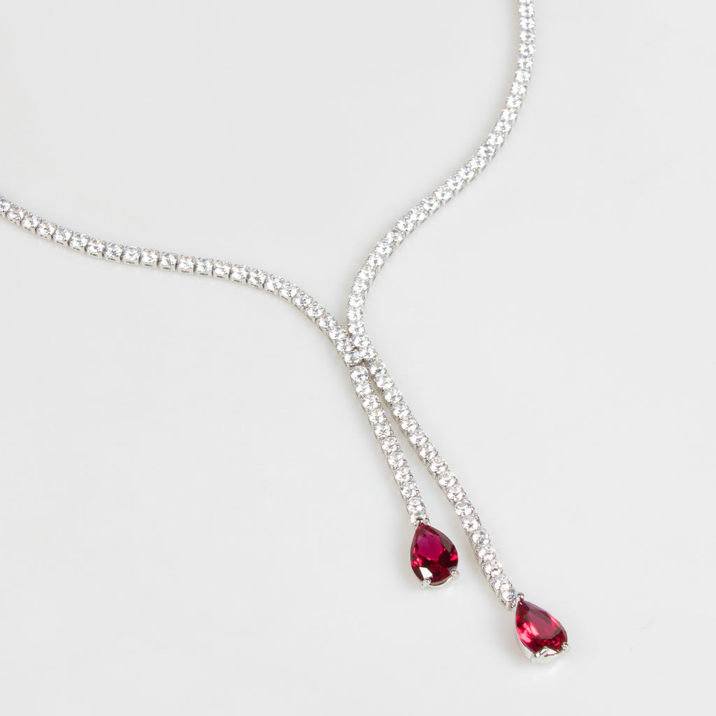 Cross-Border European and American Necklace Summer Women's High-End Light Luxury Water Drop Zircon Necklace Earring Set Natural Zircon Necklace